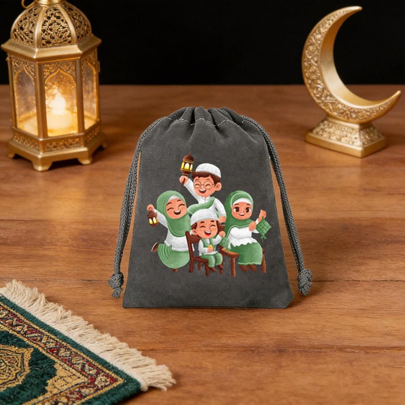 Ramadan Gift Bags, 12PCS Small Eid Mubarak Velvet Bags Jewelry Gift Wrapping Sacks Drawstring Pouches Candy Snack Bags for Islamic Muslim Party Favor Decorations - Image 3